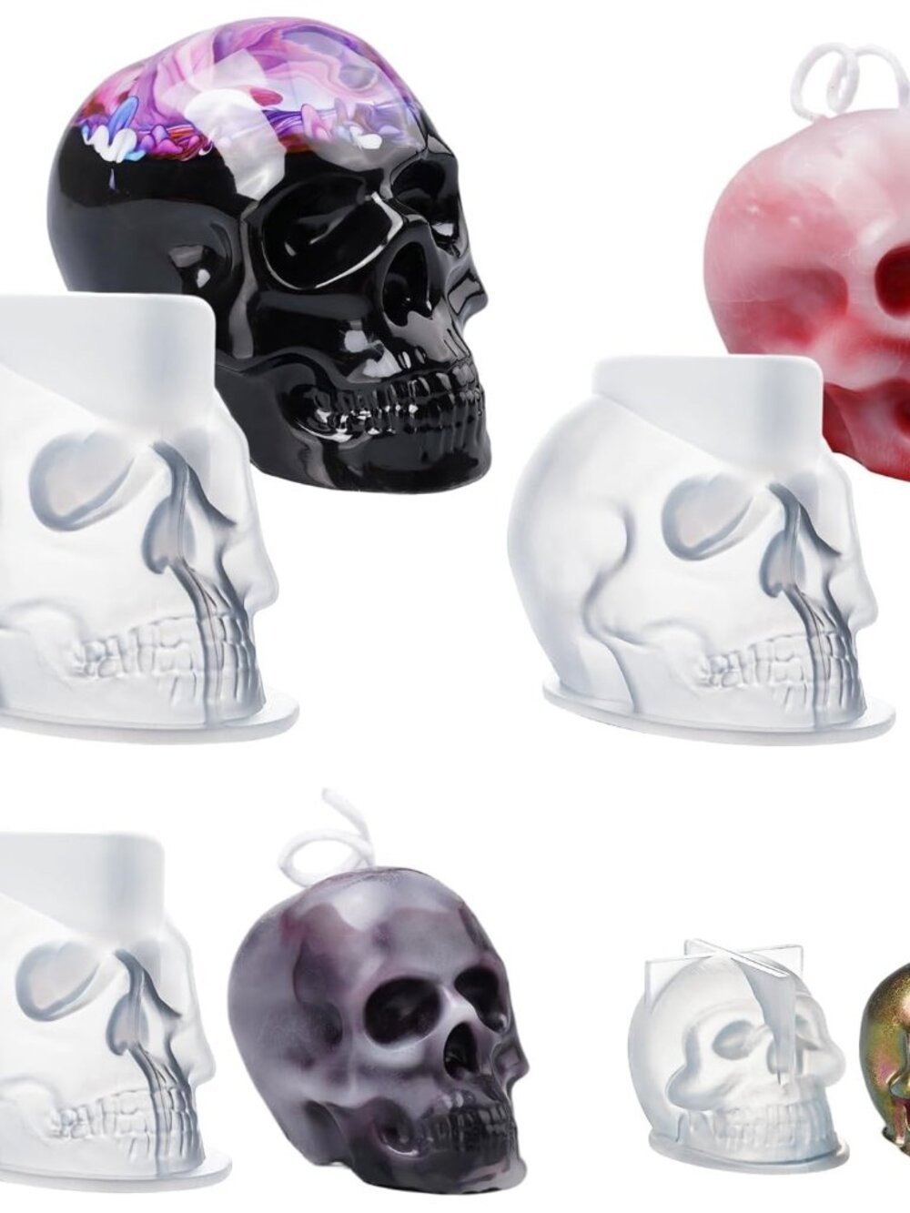 3D Skull Resin Molds, 4 Size Silicone Mold Set for Epoxy Resin